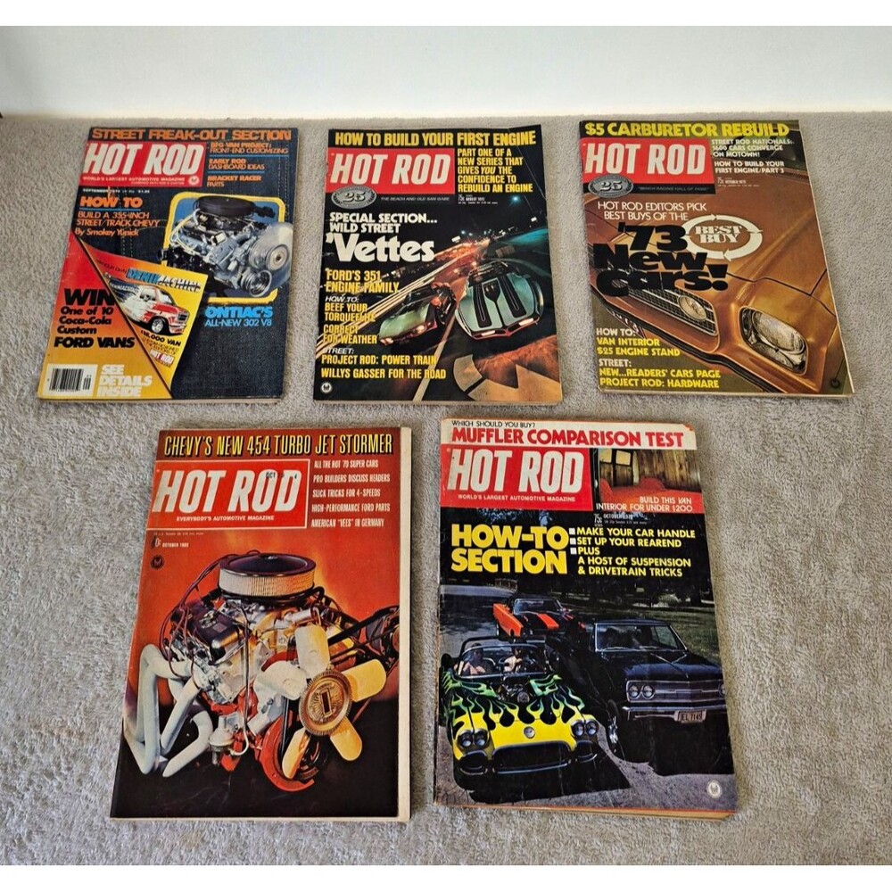 Vintage Hot Rod Magazine Lot 1969 1970s Muscle Cars Corvette Chevy Ford Drag